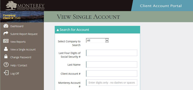 Monterey Financial loan servicing clientportal